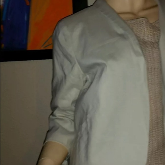 Eileen Fisher Bone Polished Ramie Stretch Shawl Collar Jacket Sz PM $338 NWT - Picture 2 of 11